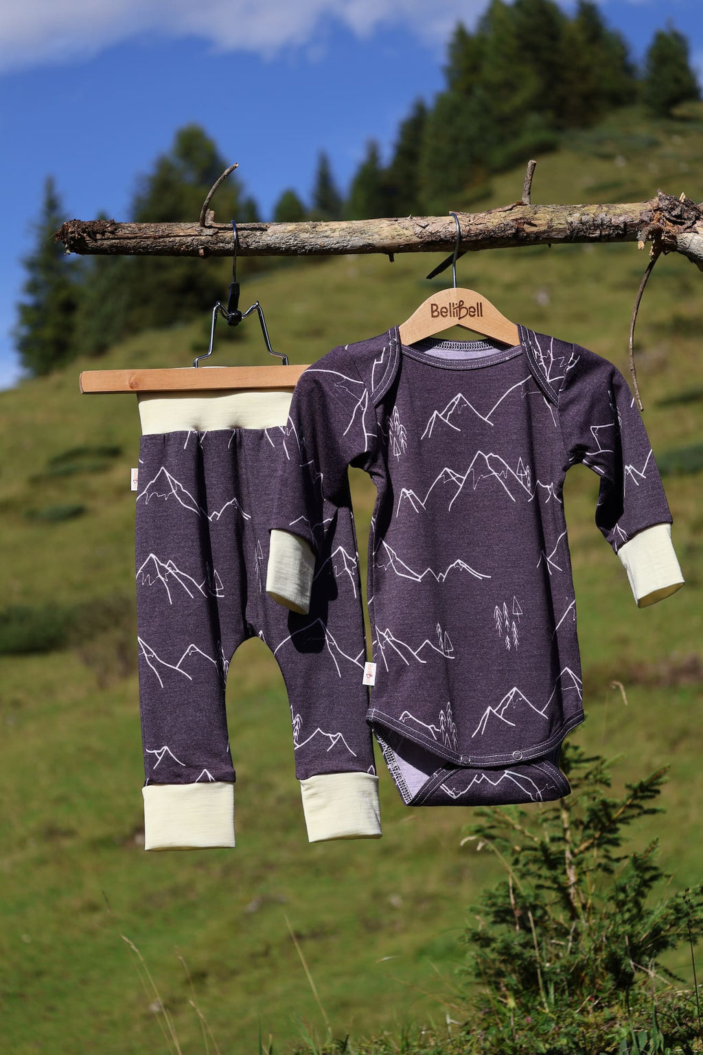 Set body a kalhoty z merino vlny – Černé hory